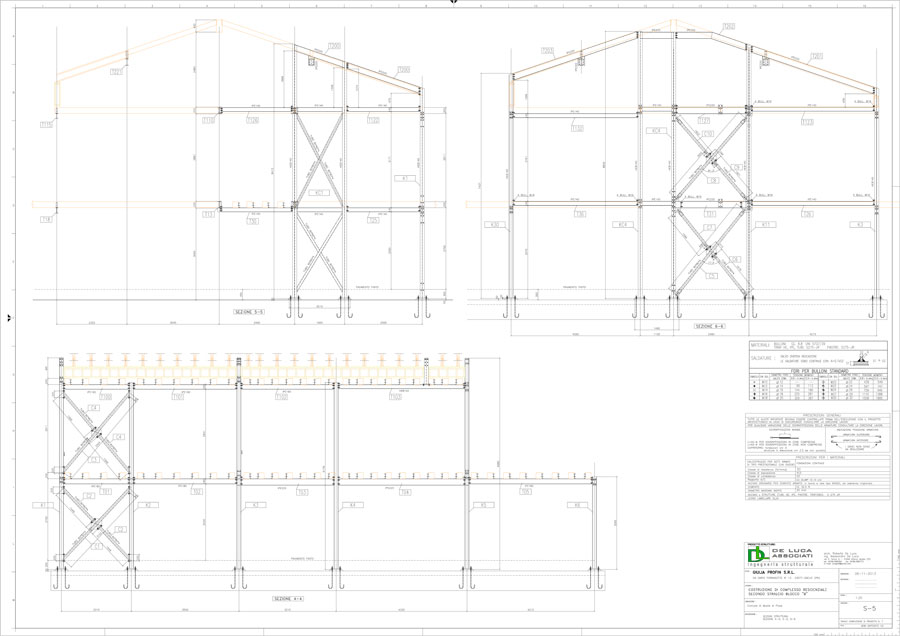 Sections technical drawing | De Luca Associati - Structural Engineering