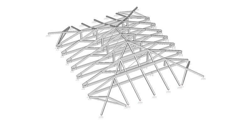 Museo della Battaglia - existing truss 3D view - De Luca Associati