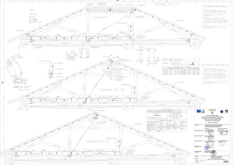 Disegno tecnico Capriate | De Luca Associati - Ingegneria strutturale