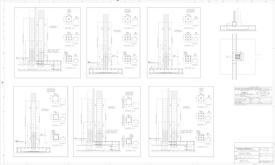 Disegno tecnico Armatura pilastri | De Luca Associati - Ingegneria strutturale