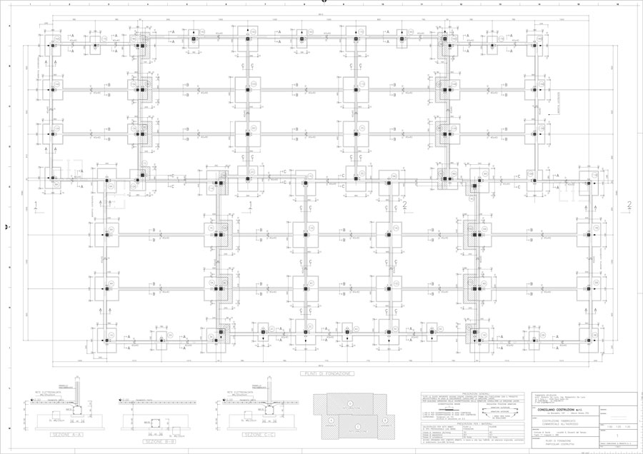 Disegno tecnico Armatura pilastri | De Luca Associati - Ingegneria strutturale