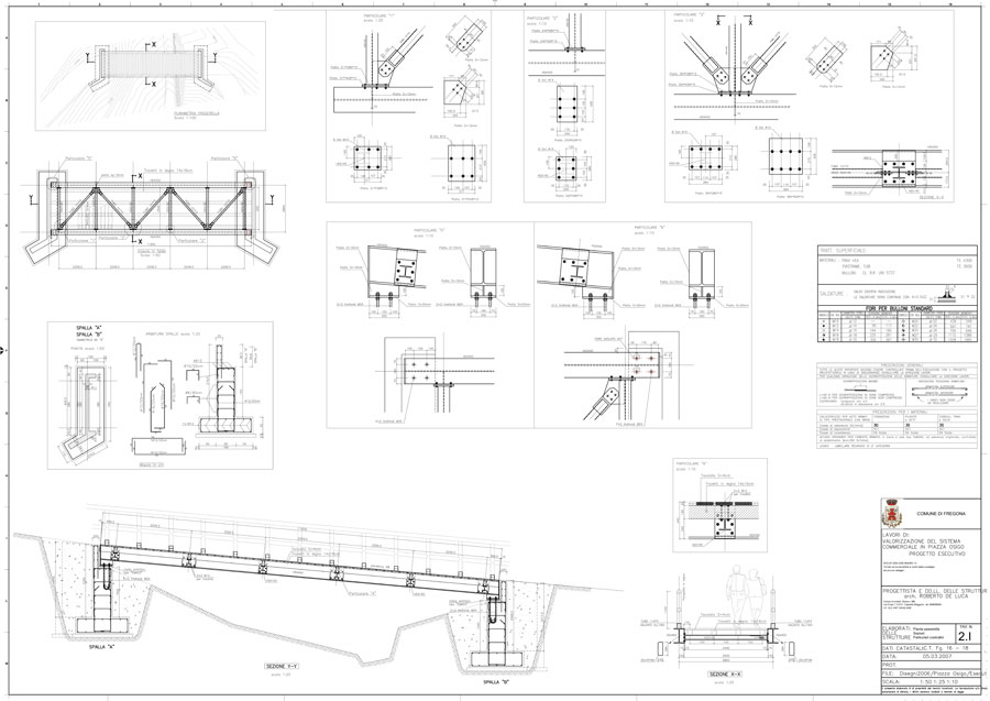 Disegno tecnico Passerella | De Luca Associati - Ingegneria strutturale