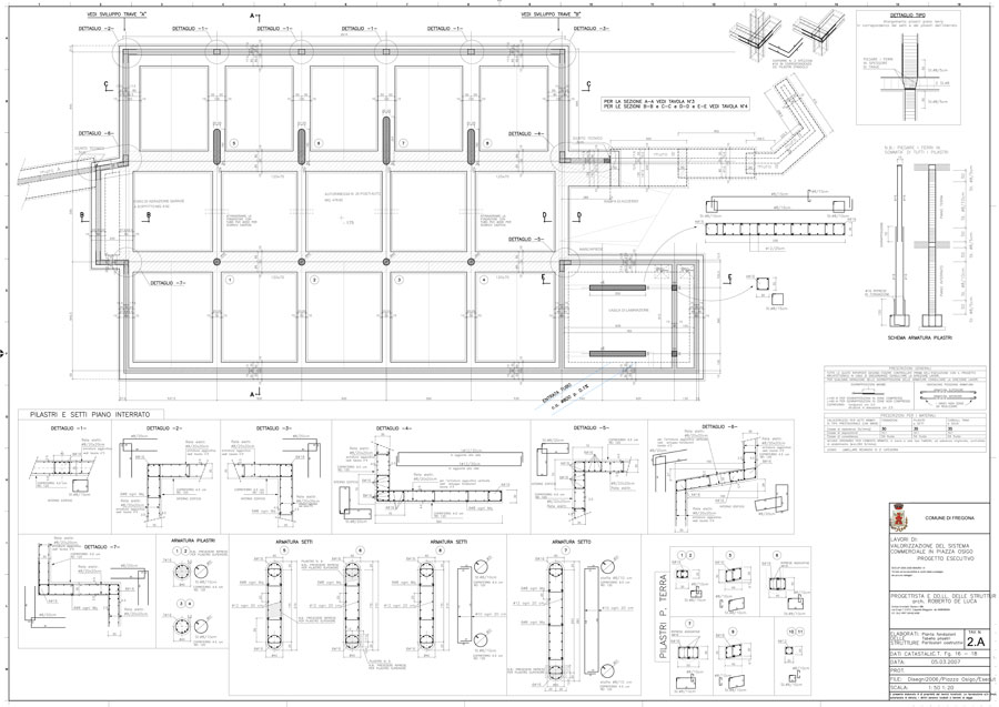 Foundation plant, columns table Technical drawings | De Luca Associati - Structural Engineering