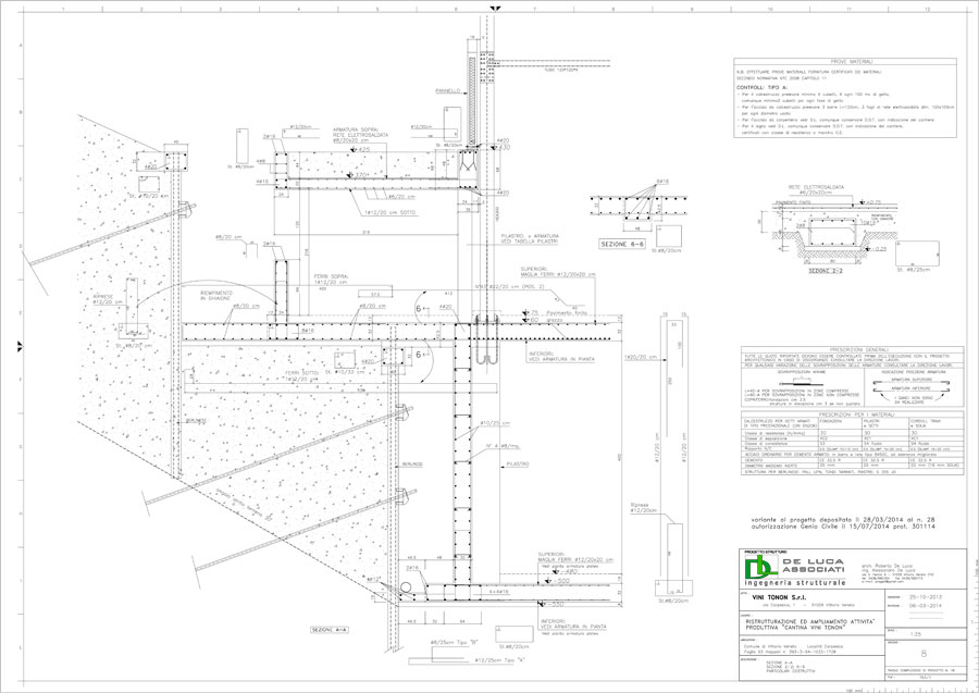 Disegno tecnico Sezioni | De Luca Associati - Ingegneria strutturale